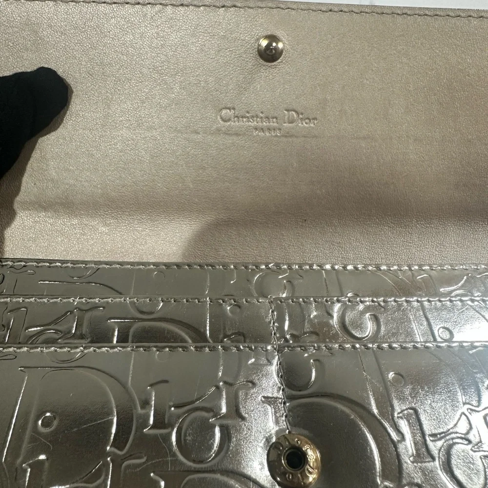 DIOR PATENT LEATHER EMBOSSED CONTINENTAL WALLET